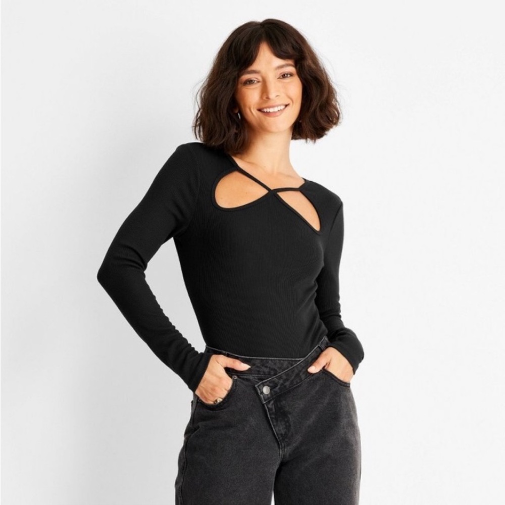 NWT Future Collective Black Long Sleeve Bodysuit